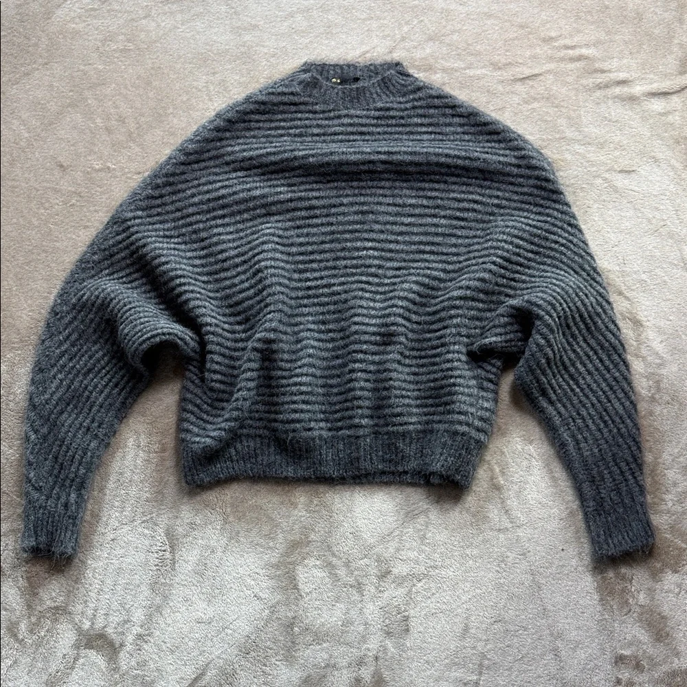 Maje Mousse Gris Sweater Mohair Alpaca Made in Italy Grey Oversized 2